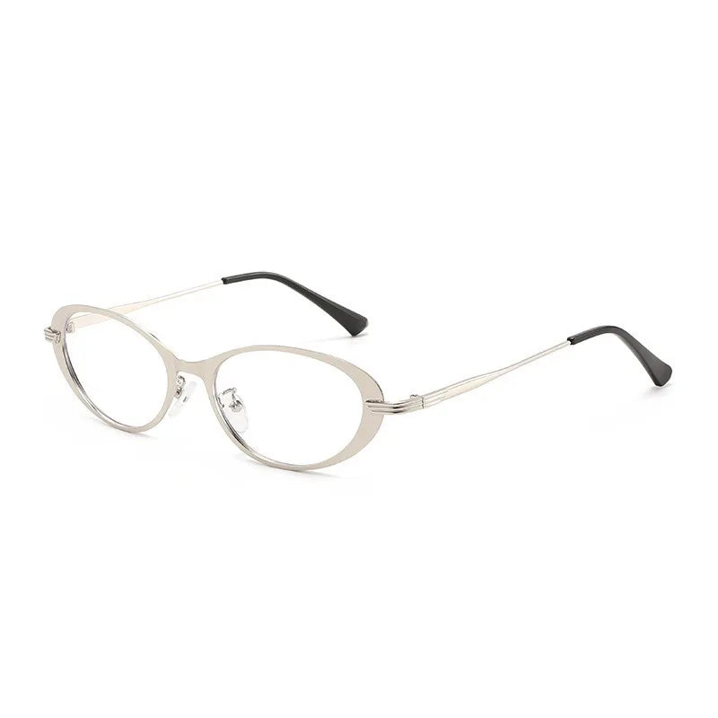 JNPCXI New Small Oval Metal Sunglasses for Men Women Fashion Candy Color Punk Sun Glasses Clear Lens Frame UV400