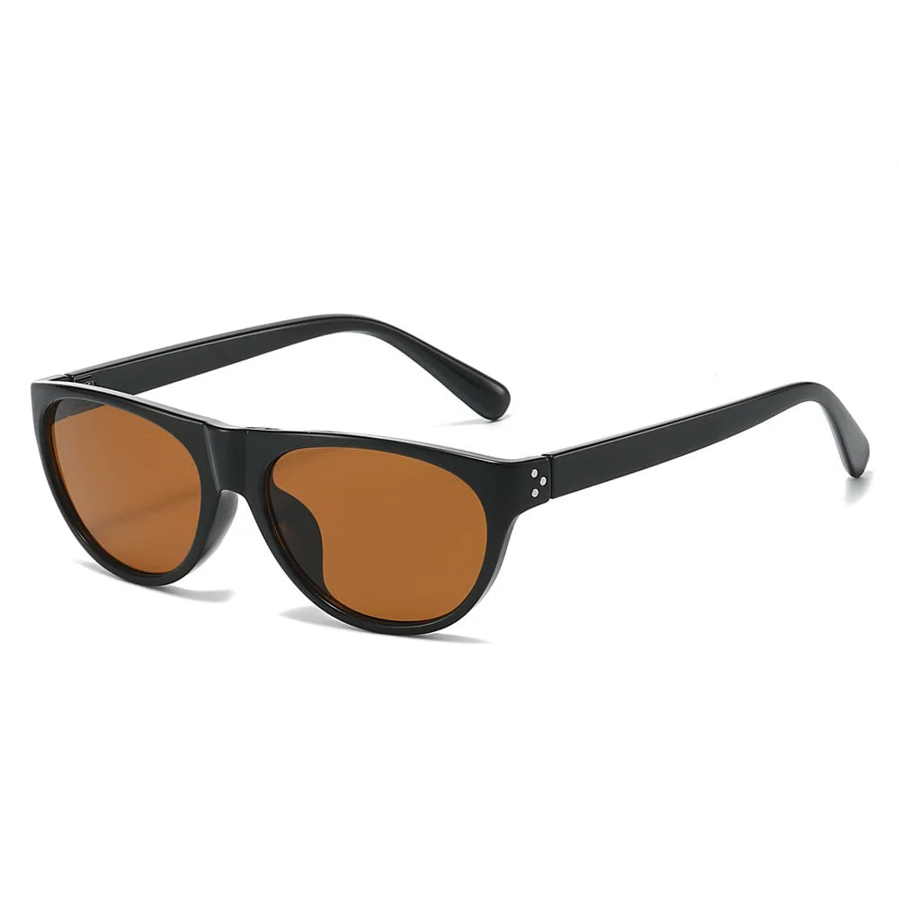 JNPCXI New Fashion Pilot Cat Eye Sunglasses Women Retro Rivets Shades UV400 Men Clear Lens Frame