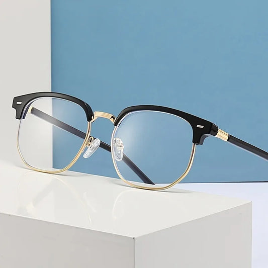 1 Piece of Men's Casual Style Half Framed Glasses PC Lenses Decorative Glasses Black Ideal Gift Choice