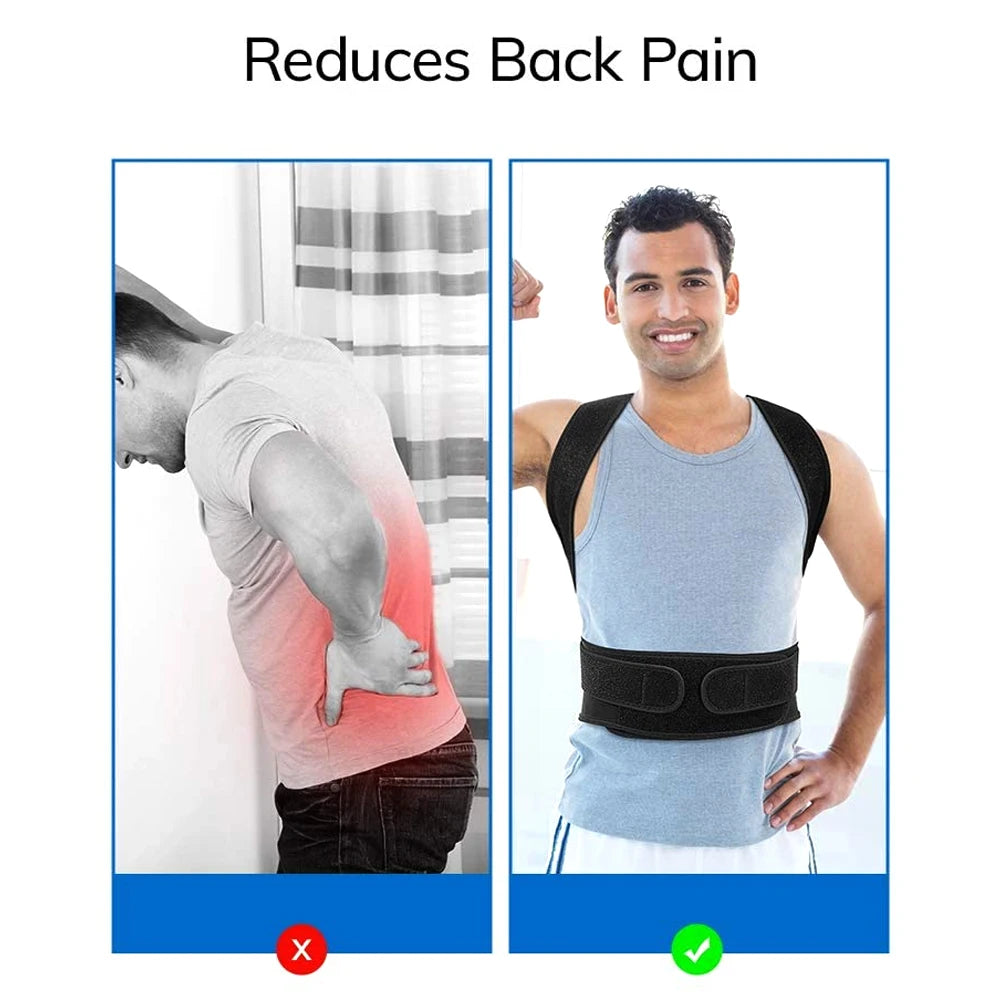 Back Brace Posture Strength Corrector Women Men, Adjustable Support Trainer