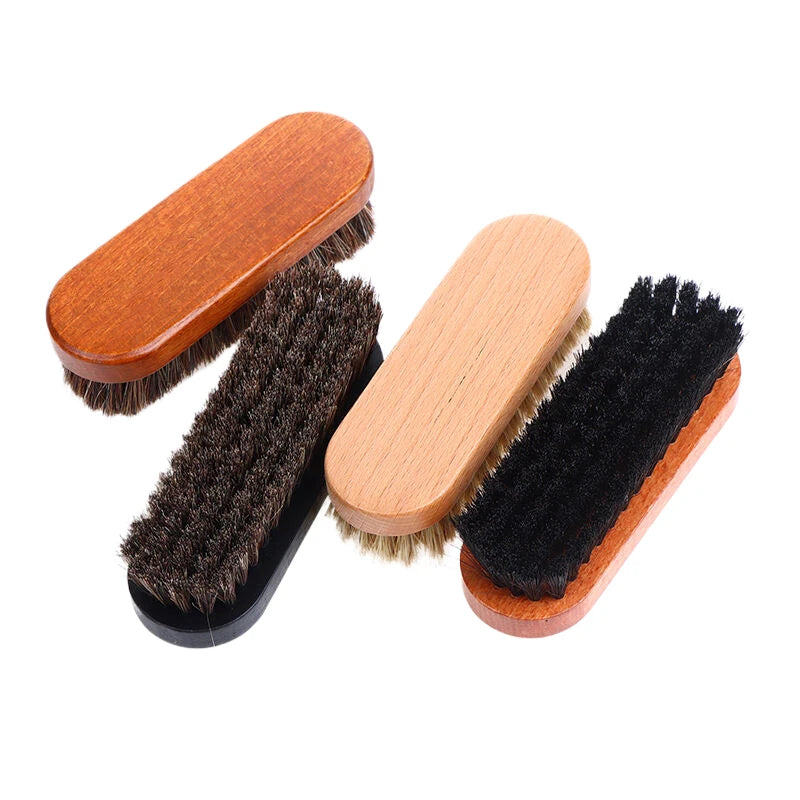 Handle Details Polishing, Cleaning Brush Horse Hair Wood Brush Leather Shoe Care