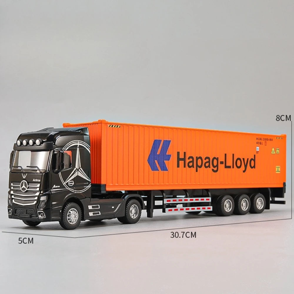 1:50 American Transport Vehicle Scania Container Truck Alloy Model Diecast Toy Doors Opened with Sound Light Cars Kid Toys Gifts