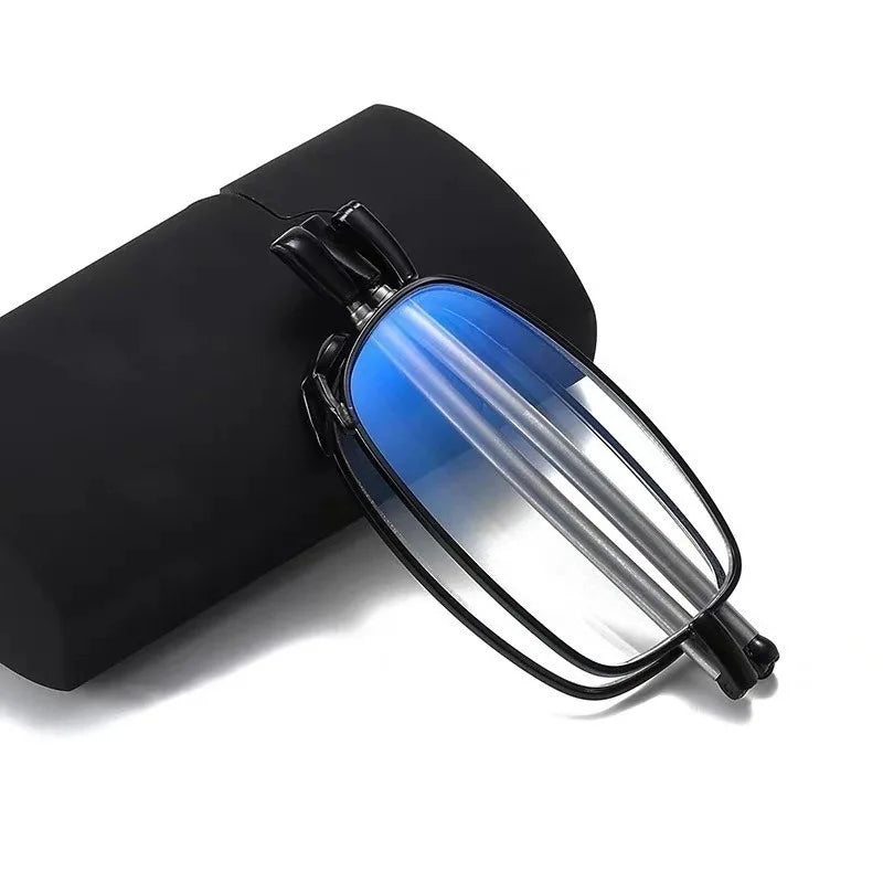 With Free Box Foldable Reading Glasses Telescopic Temple Glasses Anti-Blue Light Glasses for Men and Women