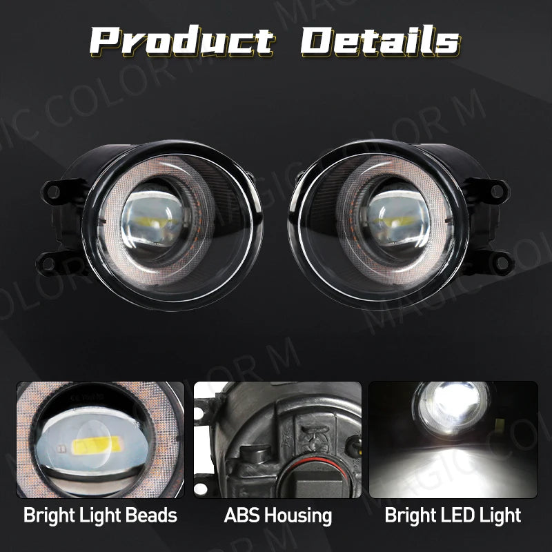 2 Pcs Angel Eye Fog Light For Toyota Highlander Kluger Avalon Prius C-HR CHR Estima 4Runner Car LED Len DRL Daytime Running Lamp