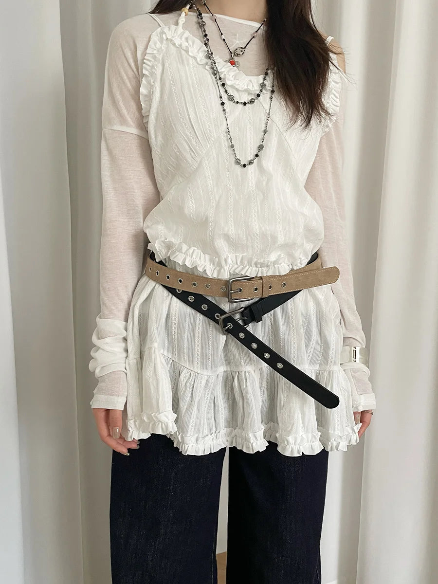 Retro Simple Hollow Out Belt For Women Matte Casual Hot Girl Style With Half Skirt Versatile Fashion Personal Belt