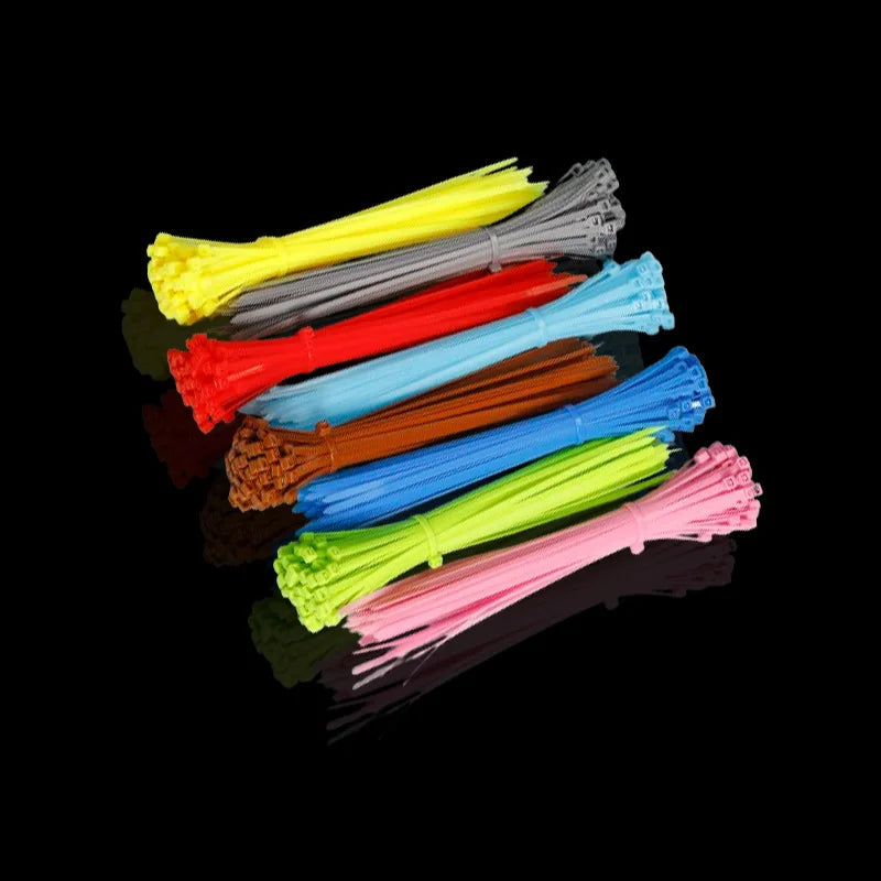 100PCS Colorful Self-Locking Nylon Cable Ties: Strong Multi-Color Zip Ties for Home Garden, Red Green Orange