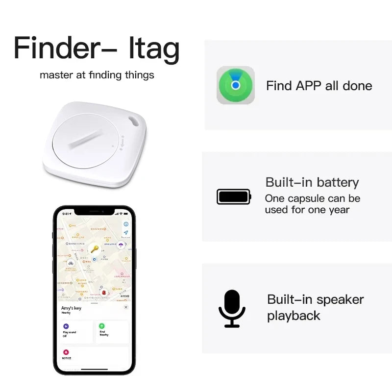 GPS Smart Tracker Bluetooth Tag Child Pet Car Finder for Apple iOS Find My Key