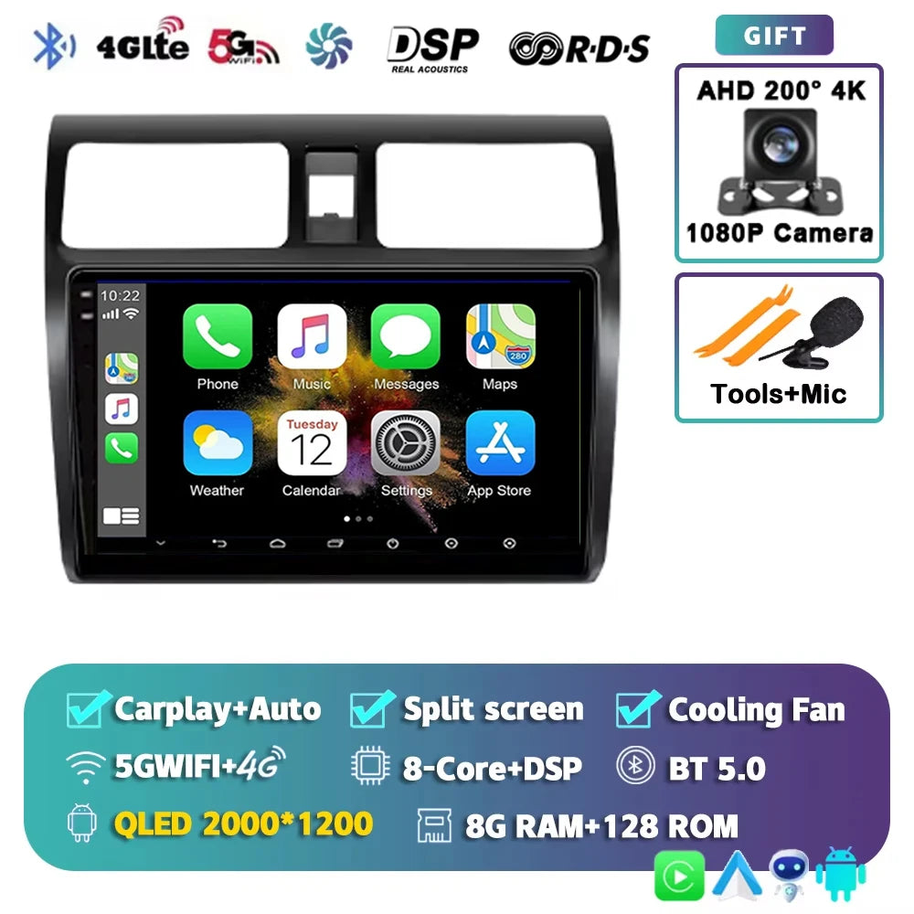 Android 15 2K 12+256GB  For Suzuki Swift 2003 - 2010 Car Radio Multimedia Video Player wireless Carplay Android Auto GPS stereo