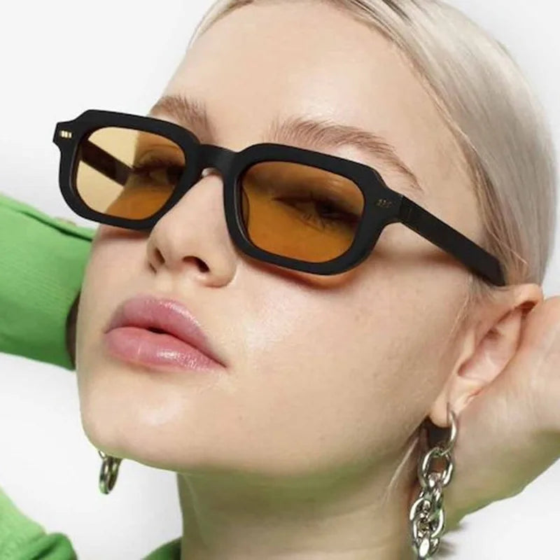 JNPCXI New Fashion Square Sunglasses Women Black Tea Shades UV400 Retro Trending Men Punk Rectangle Leopard Sun Glasses