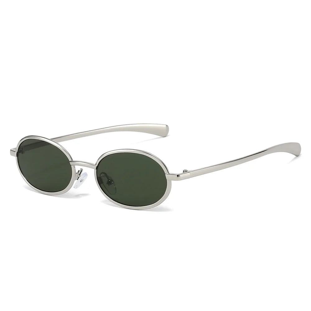 JNPCXI New Retro Small Oval Metal Sunglasses Women Silver Shades UV400 Fashion Gradient Men Punk Sun Glasses