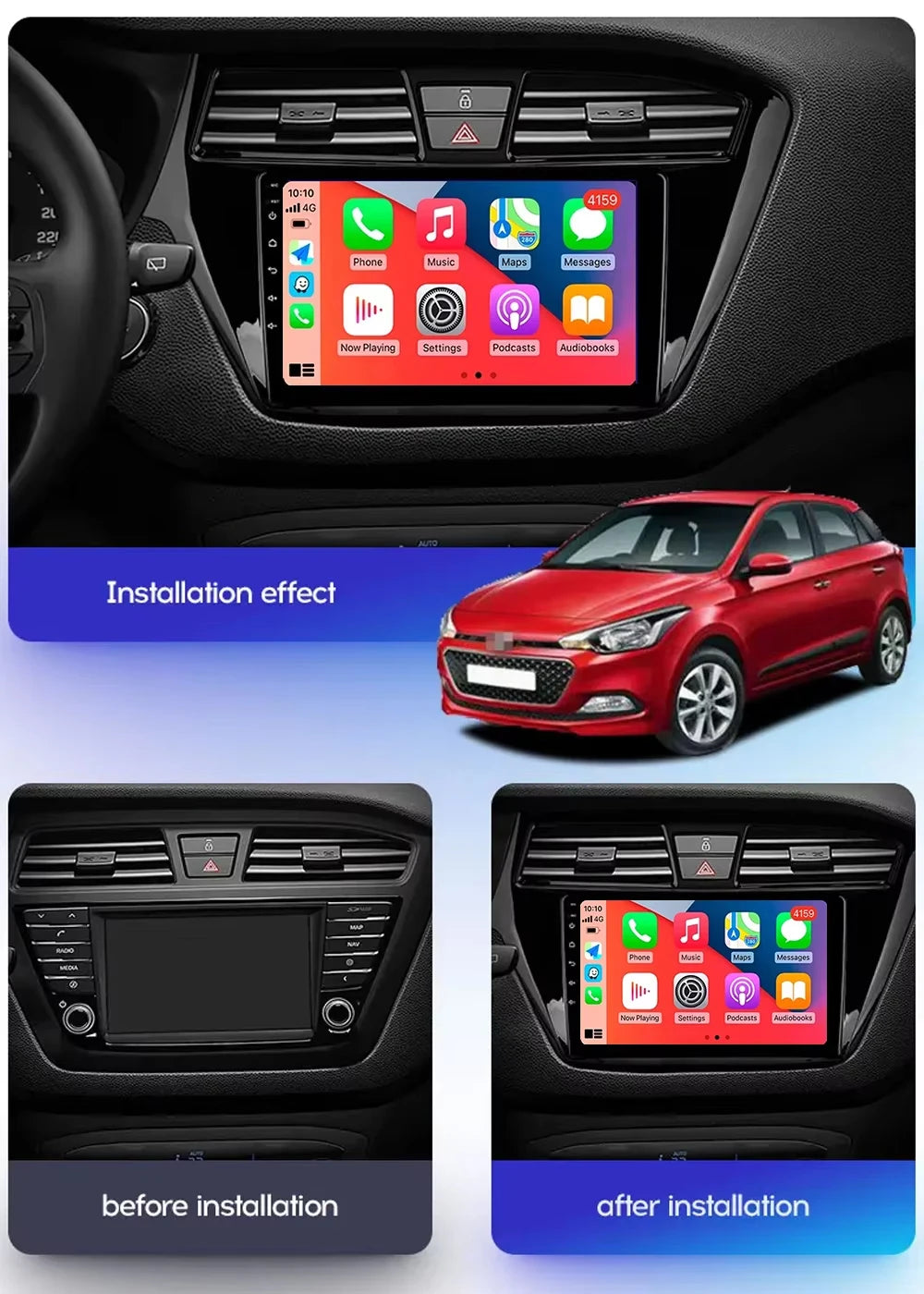 Android 15 For Hyundai I20 LHD 2015 2016 2017 2018 Car Radio Car Multimedia Player Stereo GPS Navigation WIFI 4G BT NO 2 Din DVD