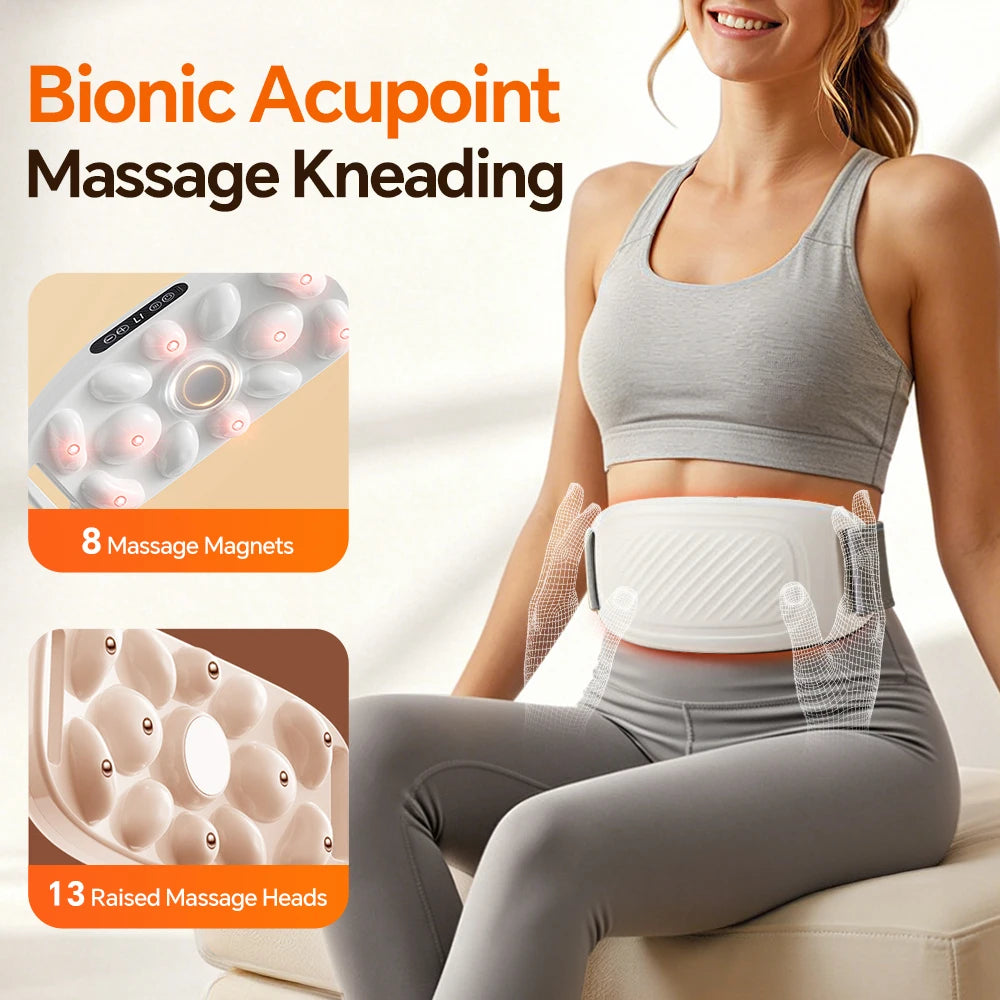 Electric Abdominal Massager Bian Stone Kneading 3-Level Heat Fat Burner 6 Modes Anti-Cellulite Body Shaping Shaking Weight Loss