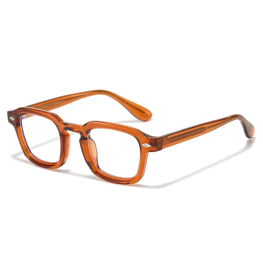 JNPCXI New TR90 Square Candy Color Women Sunglasses Retro Rivets Men Trending Tea Sun Glasses Shades UV400
