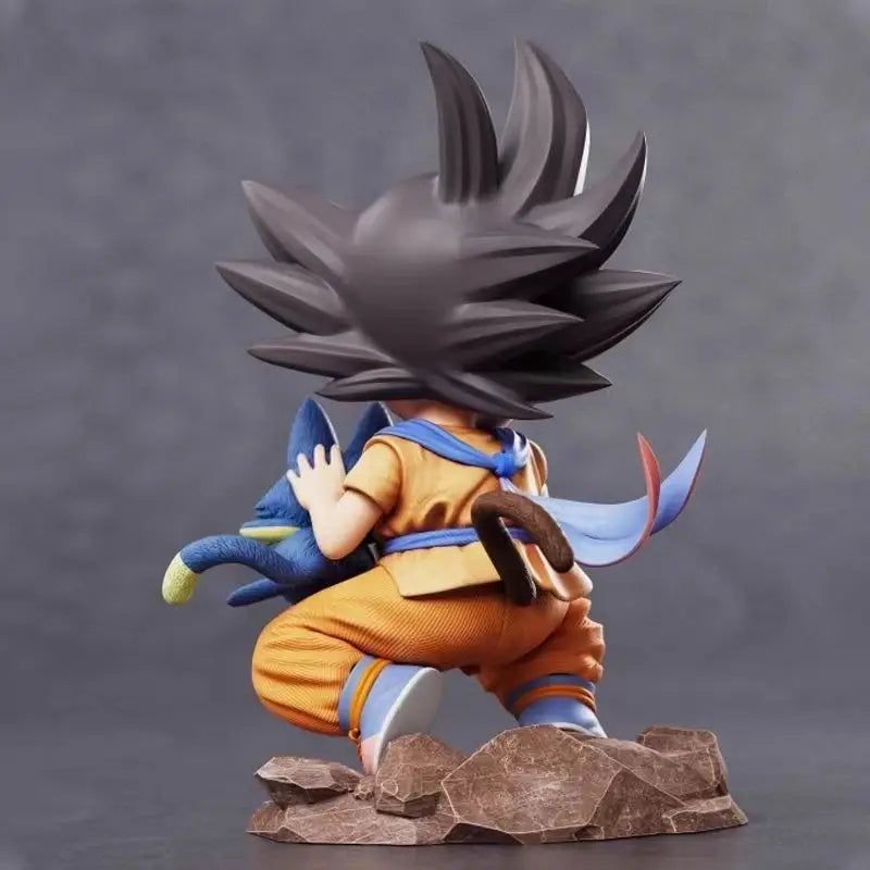 Dragon Ball 15cm Childhood Little Goku Hugs Puer Ya Mu Tea Little Anime Figure