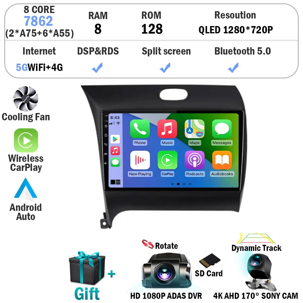 Android 15 Radio Carplay For Kia Cerato 3 K3 Forte 2013 2014 2015 2016 2017 2018 Auto Stereo Multimedia Player GPS Navigation