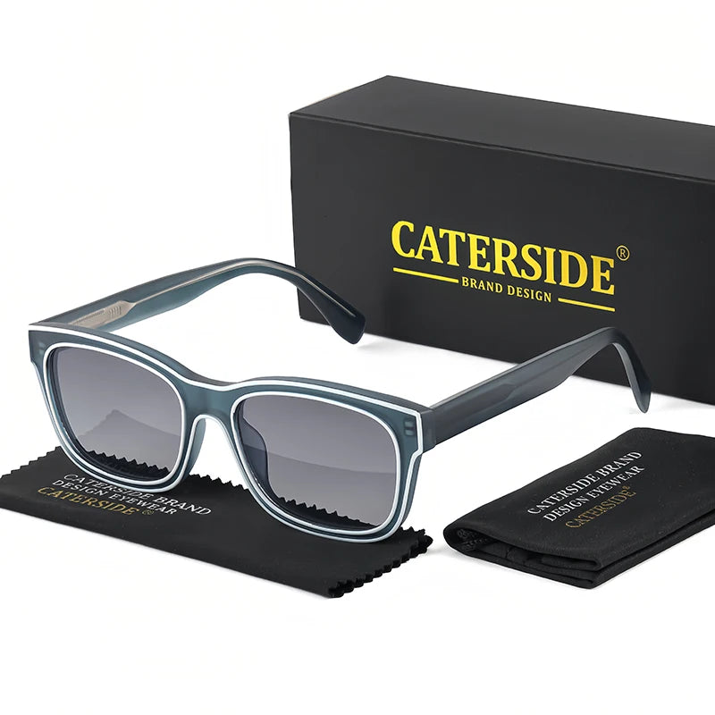 CATERSIDE Retro Square Men's Sunglasses Punk Big Frame Brand Designer Sun Glasses Women's Travel Shopping Casual Eyewear UV400