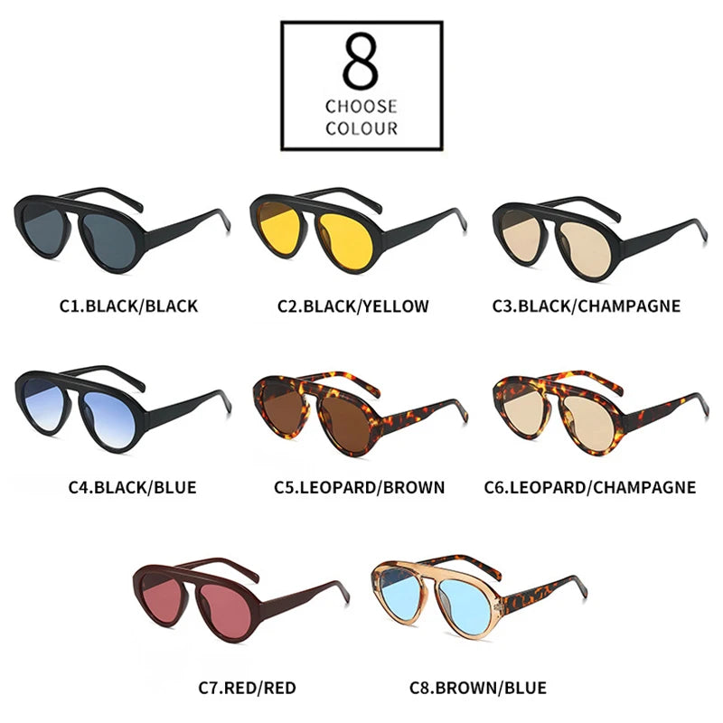 JNPCXI Retro Pilot Candy Colors Sunglasses Women UV400 Retro Trending Punk Outdoor Men Leopard Champagne Sun Glasses