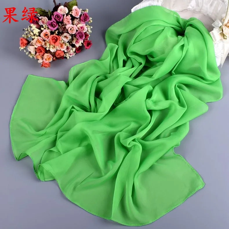 New Fashion Temperament Pure Monochrome Women's Long Chiffon Scarves Wholesale Yiwu Plain Pure Color Small Scarves