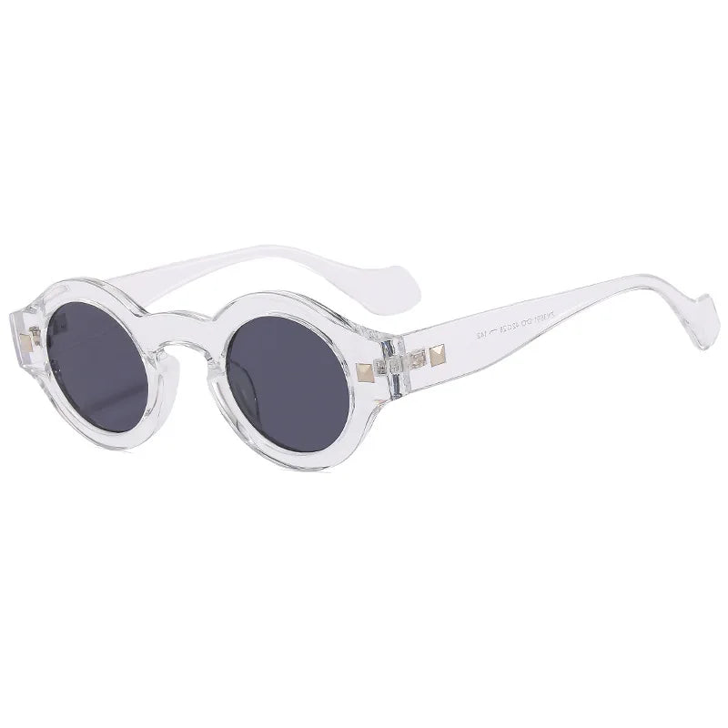 JNPCXI Men Steampunk Sunglases Small Round Frame Anti-blue Light Transparent Glasse Luxury Brand Design UV400 Shades
