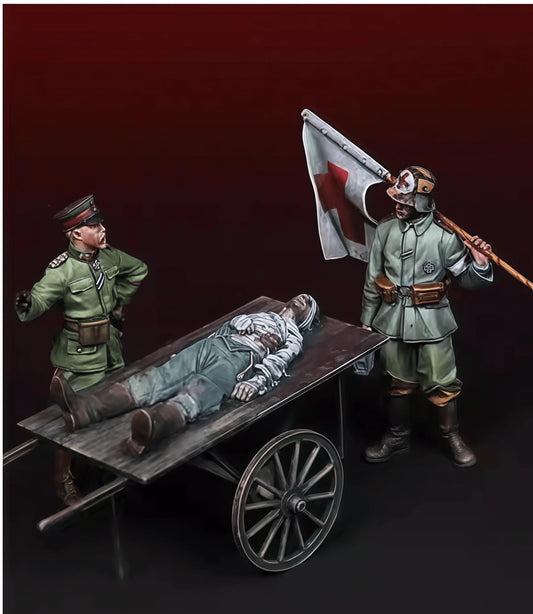 1: 35 Resin Model GK, Rescue Team of 3 People, Unpainted, Needs To Be Assembled