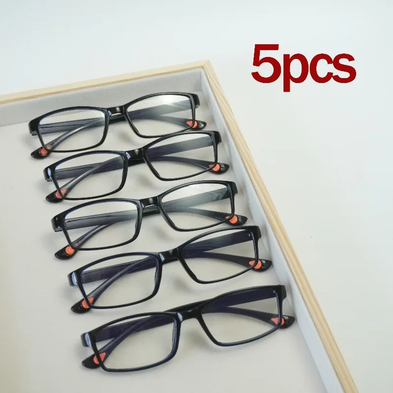 5 Pairs of Men's Reading Glasses Anti Blue Light Glasses Classic Square Frame Unique Design Retro Design Comfortable Fit
