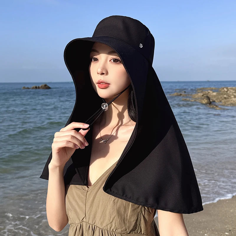 8517New shawl neck protective sunshade hat children summer outdoor riding face sunscreen fisherman hat