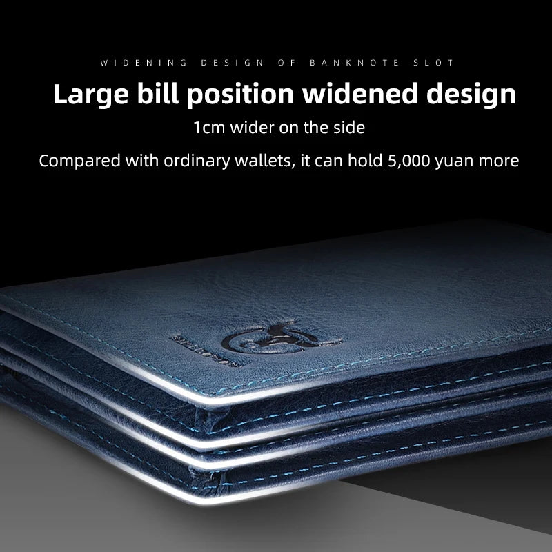 BULLCAPTAIN New 100% Leather Men's Wallet High Quality Product Leather Men's Wallet Multifunctional Card Slot Short Wallet QB017