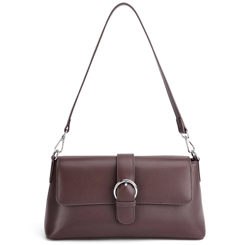Women Genuine Leather Simple Solid Color Crossbody Bag Lightweight Small Shoulder Bag Luxury Designer Lightweight Messenger Bag