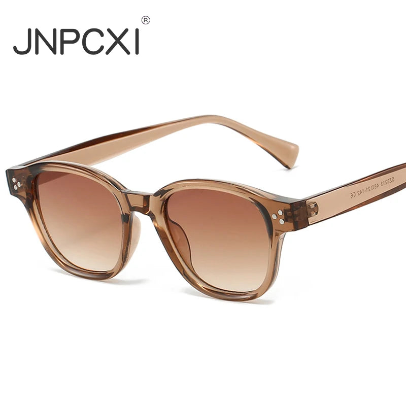 JNPCXI New Square Women Rivets Sunglasses Gradient Shades Men Sun Glasses UV400