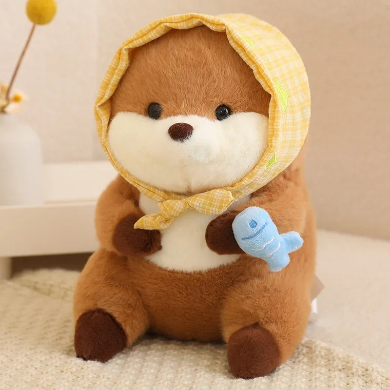 30cm Cartoon Otter With Hat Fish Plush Toys Cute Soft Lovely Stuffed Pillows Dolls For Birthday Festival Gift