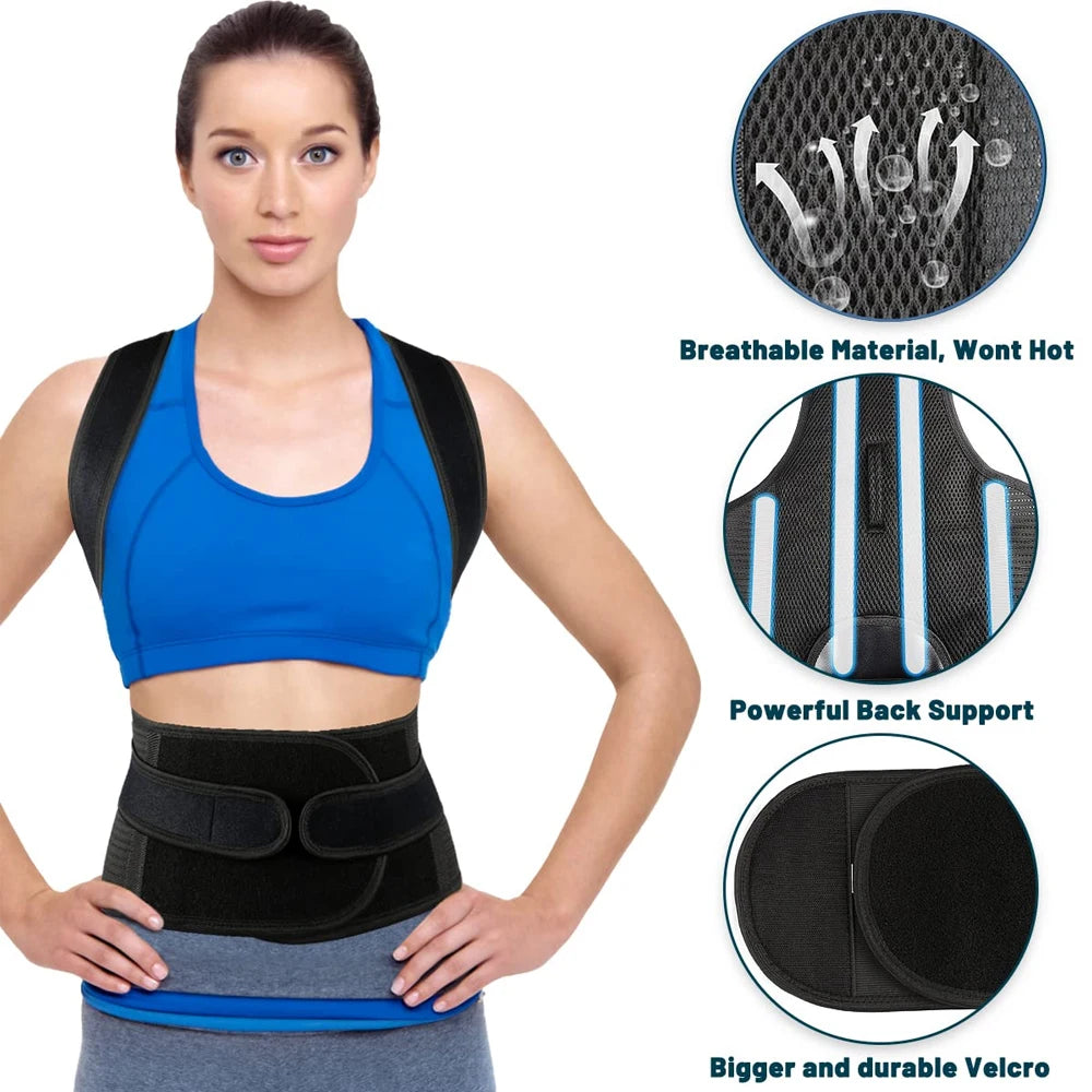 Back Brace Posture Strength Corrector Women Men, Adjustable Support Trainer