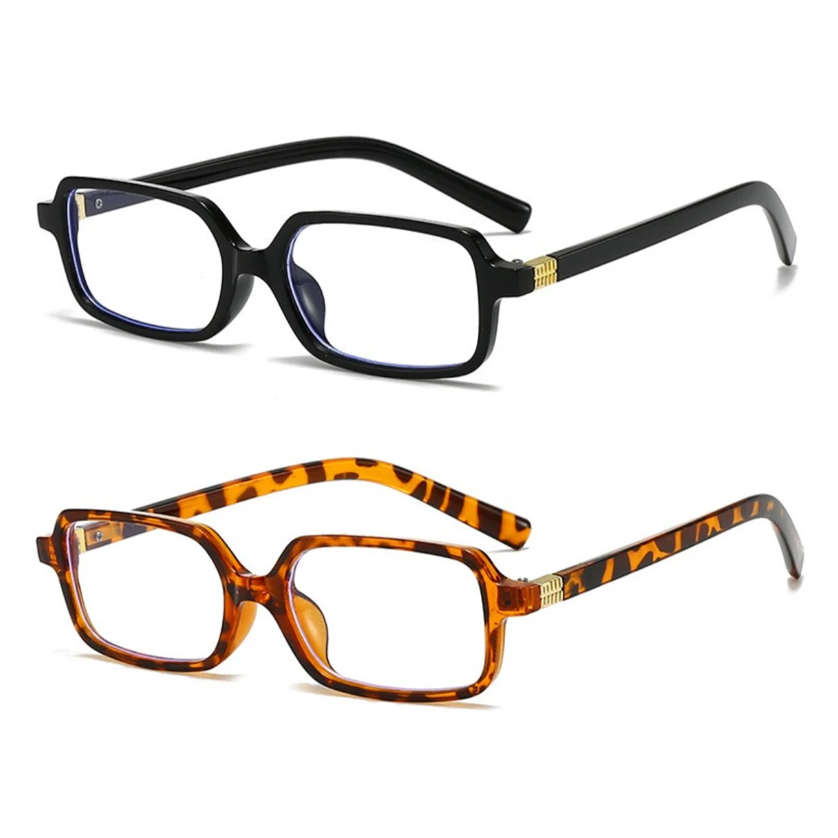 2 Chic Square Anti-Blue Light Glasses with Metal Hinges & Cloth - Fashionable PC Frame for Students, Teachers, and Office Use