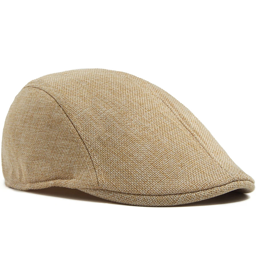 Men's Linen Flat Cap Spring Summer Vintage Visor Beret Breathable Ivy Newsboy Hat Women Fashion Cap Suitable For Small Slim Face