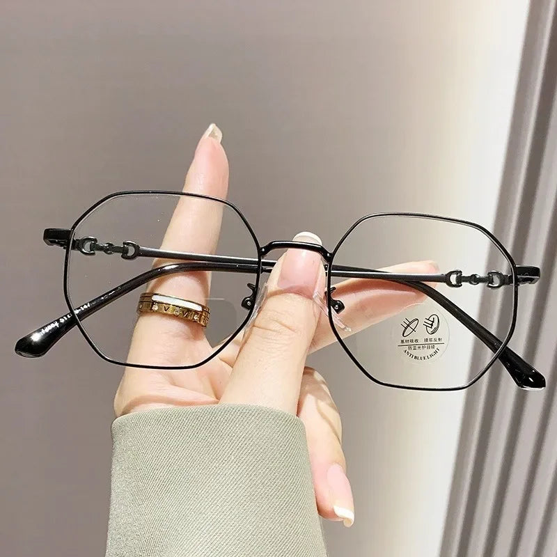 Ultralight Glasses Women Men Anti Blue Rays Polygon Frame Eyeglasses Anti-radiation Eyeglasses Korean Ultralight Glasses