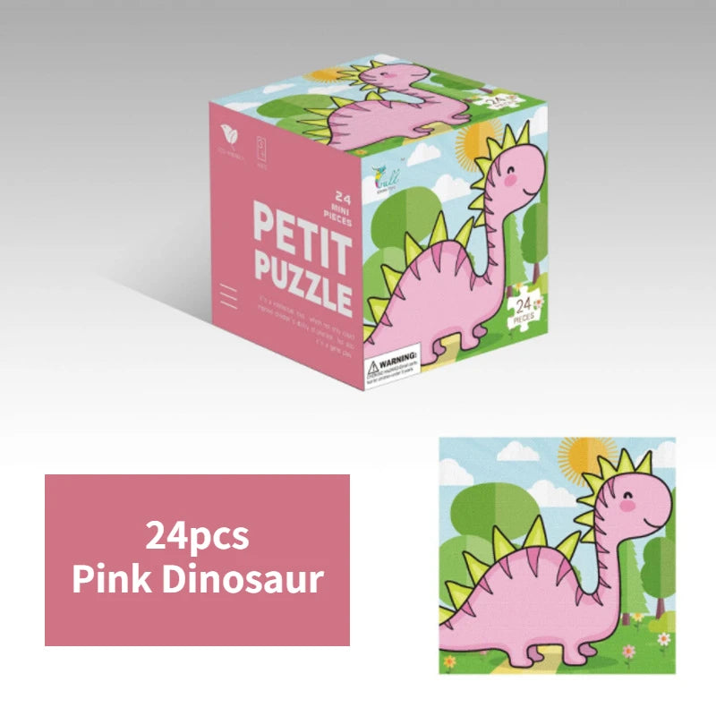 Mini 24 Pieces Kids Paper Puzzle Children Petit Puzzle Early Education Toys Intellectual Toy 3 Years Old English Packaging