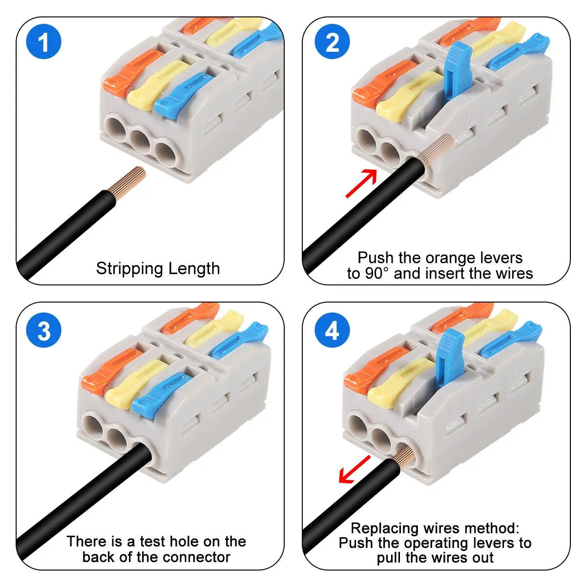 Mini Quick Wire Conductor Connector Universal Compact 2/3 Pin Splicing Push-inTerminal Block 1 in Multiple out with Fixing Hole