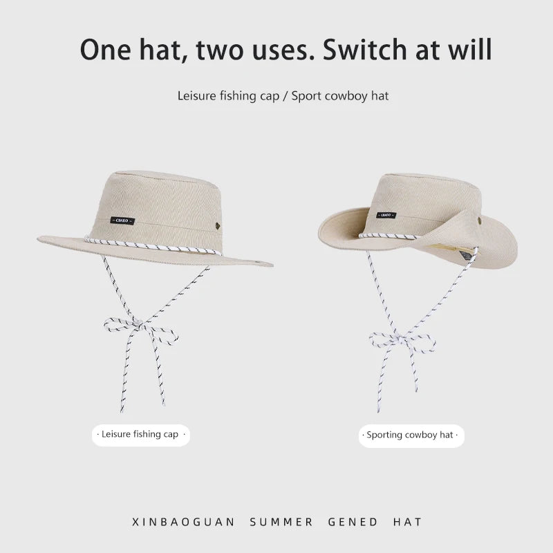 6150-New Spring/Summer Women's Outdoor Traveling Casual Multi-Functional Striped Wide-brimmed Sun Hat Quick-drying Fisherman Hat