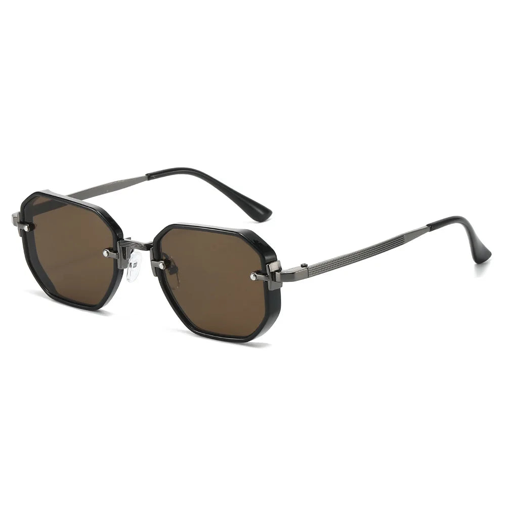 JNPCXI New Fashion Square Sunglasses Men Punk Shades UV400 Retro Metal Trending Gradient Women Sun Glasses