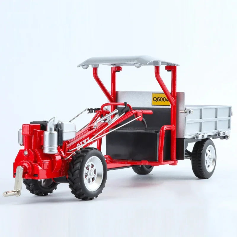 Scale 1/16 Walking Tractor Model Car Toys Diecast Alloy Hand Tractor Metal Body Rubber Tire Sound Light Toy Vehicle Gift for Kid