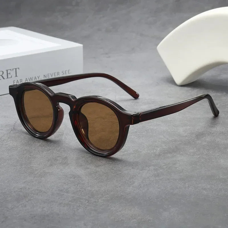 JNPCXI New Round Sunglasses Women Men Punk Shades Retro Trending Sun Glasses Clear Lens Frame UV400 Female