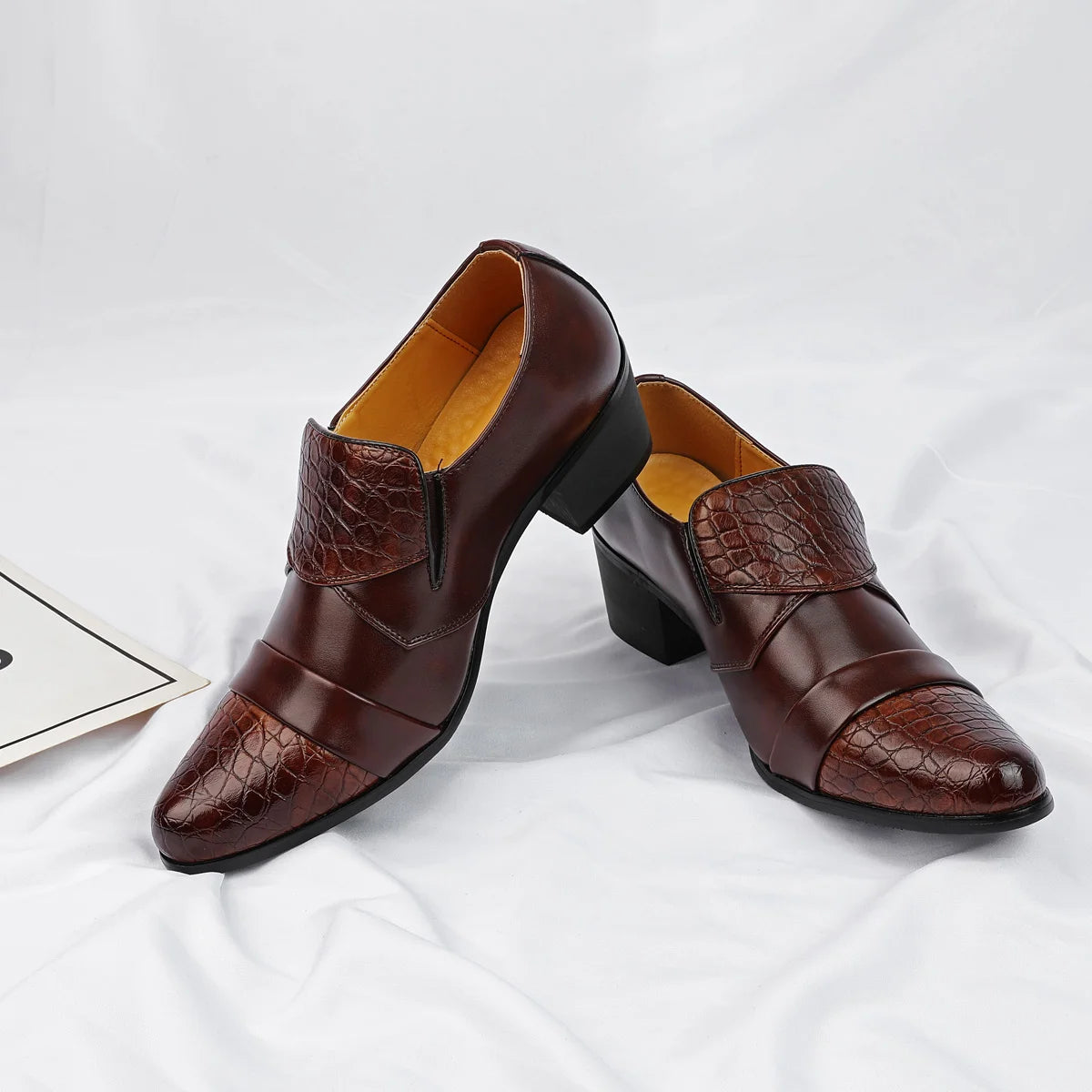 High Heeled Casual Business Leathers Shoes Men Classic Wedding Formal Social Shoes Men Retro Men's Dress Shoes