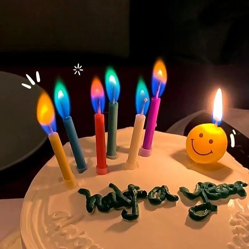 5/6pcs Rainbow Flame Birthday Candles - Creative Cake Toppers for Parties & Desserts