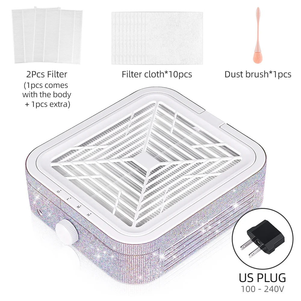 120W Powerful Nail Dust Collector With 2 Filter Super Suction Brushless Nail Dust Extractor Nail Art Manicure Fan Vacuum Cleaner