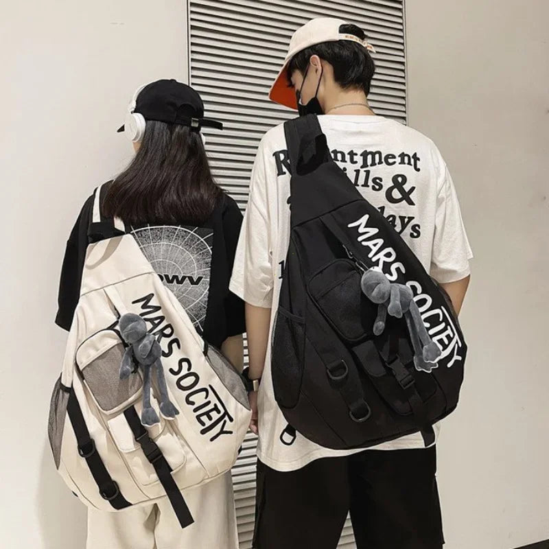 Men's Korean Trend Messenger Shoulder Bag Sports Travel Large Capacity Backpack Female Students Crossbody Chest Casual Bag bolso