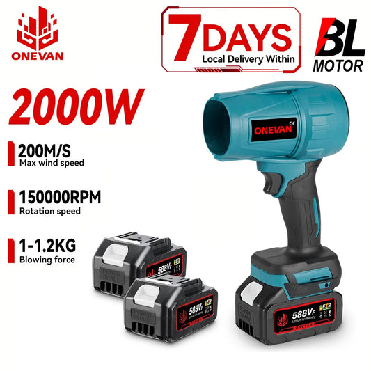 200M/S Brushless Electric Turbo Fan Blowers 2000W Cordless Jet Fan Snow Leaf