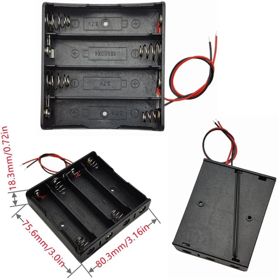 3pcs 18650 Battery Holder with Wire 3.7V,7.4V, 11.1V, 14.8V 18650 Battery Holder Box for Battery storage charging