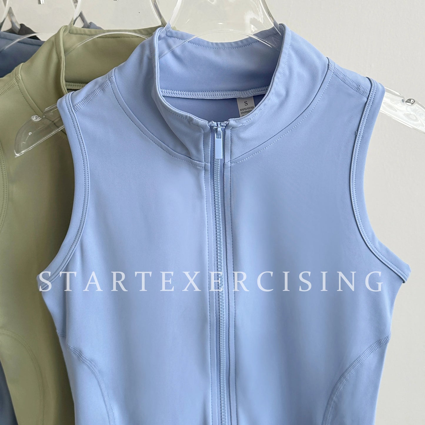 Women Zip Up Sleeveless Tank Tops Stand Collar Slim Sports Vest Solid Color Workout Running Yoga Crop Tops