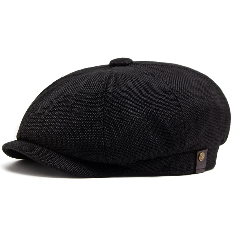 New Vintage Newsboy Caps Summer Linen Beret Men Women Fashion Retro Luxury Sun Visor Hip Hop Casual Hat Daily Wear