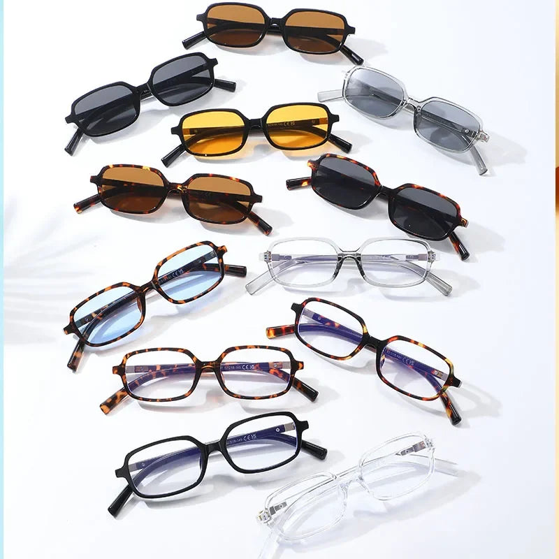 JNPCXI Fashion Women Small Rectangle Sunglasses Retro Leopard Shades UV400 Anti-Blue Light Glasses Frames