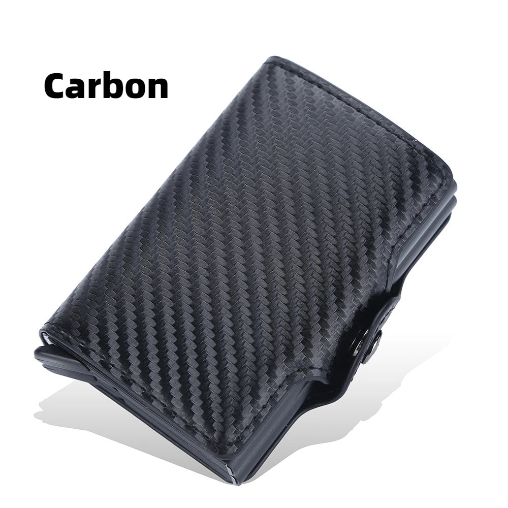 12 Card Slots Anti RFID 2X Aluminum Box Automatic PU Leather Wallet Card Holder